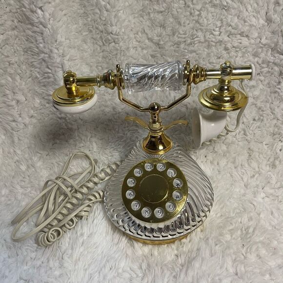 Hentak Limited Vintage crystal look phone, Rotary telephone, Gold &Clear . - Picture 3 of 13